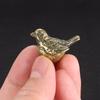 Vintage Solid Brass Miniature Sparrow Tea Pet, Micro Carved Table Ornament, Home Décor Accessory, Antique Copper Bird Sculpture