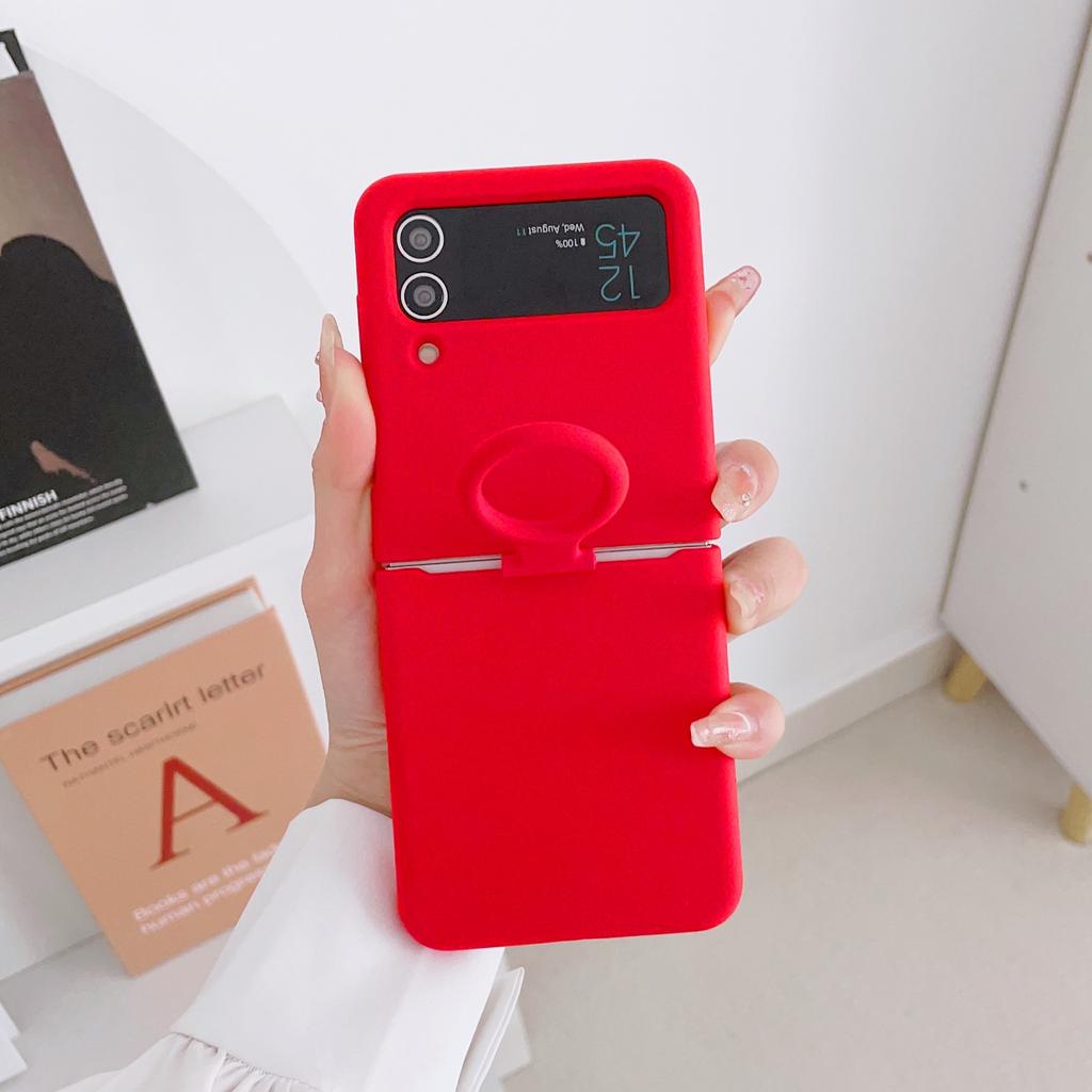 Чехол-держатель из жидкого силикона для Samsung Galaxy Z Flip 3 4 5G Flip4 Flip3 Flip2 Flip1 Складной модный чехол с полной защитой