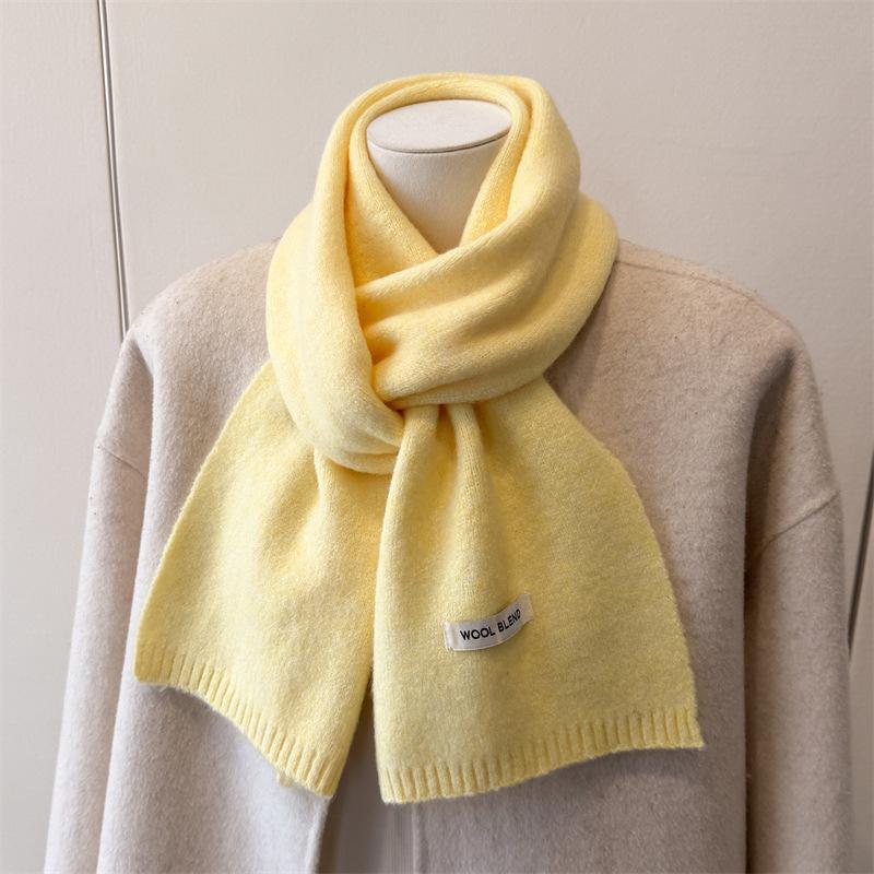 2025 New Luxury Winter Warm Knitted Scarf Women Korea Styles Solid Color Simple Scarves Shawls Lady Soft Wraps Neckerchief