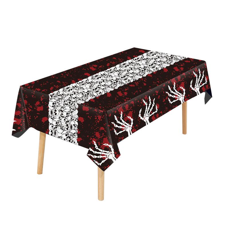 6PCS Holiday Disposable Halloween Tablecloth Halloween Themed Pumpkin Tablecloth Party Atmosphere Decoration Durable Supplies