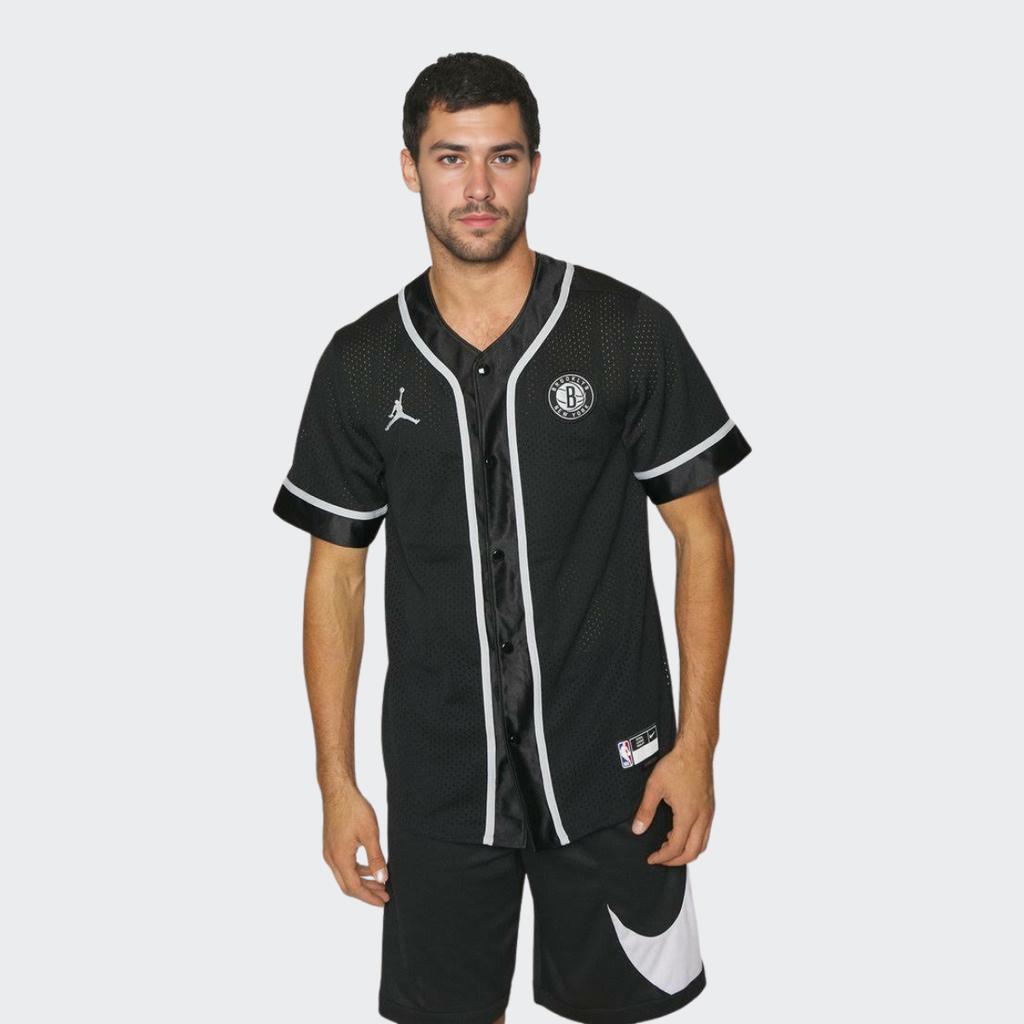 Jordan Dri-Fit NBA Brooklyn Nets Футболка с логотипом алфавита и круглым вырезом с короткими рукавами, мужские топы, черные DR2403-010