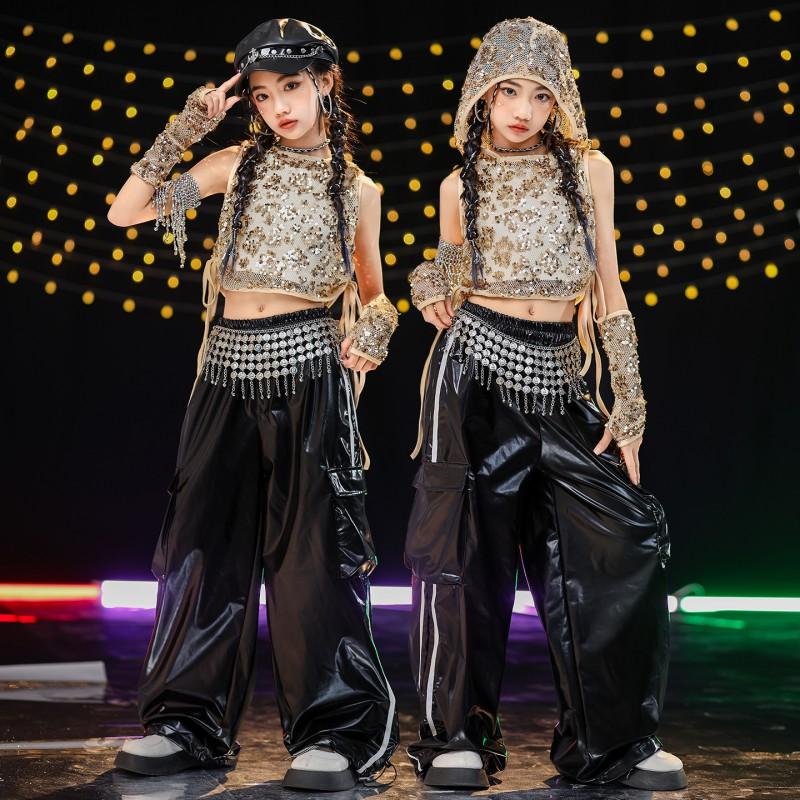 Girls Jazz Dance Costume Hip Hop Streetwear Set Kids Stage Performance Outfit