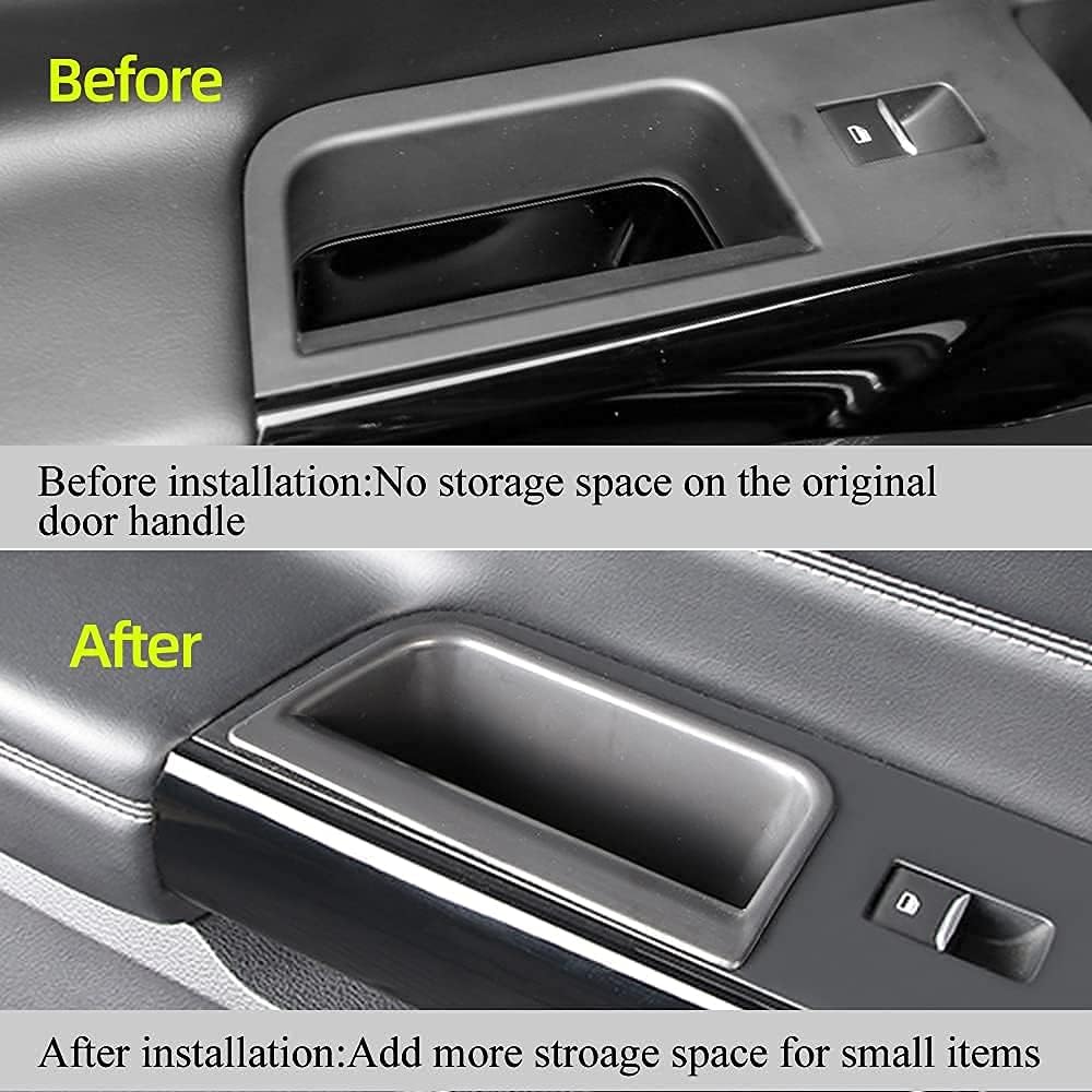 Vesul 4PCS Door Grab Tray Door Organizer Compatible With Ford Explorer 2024 2025 Armrest Phone Container Handle Ert ABS Tray Storage Box Glove