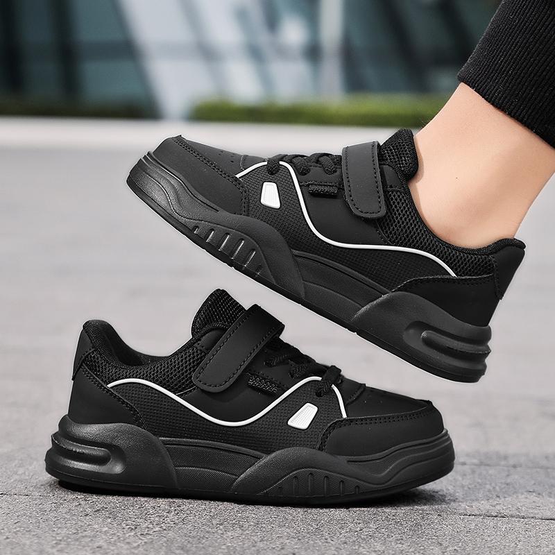 Children's Fashionable and Convenient Velcro Casual Sports Shoes Thick Soled Height Increasing Casual Board Shoes White Shoes