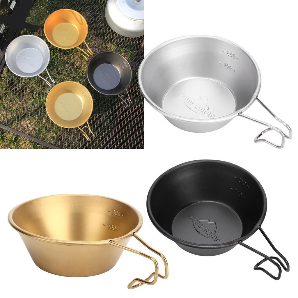 Camping Cup Backpacking Bowl Cup Stainless Steel with Hook Shape Handle for Outdoor Travel Picnic
