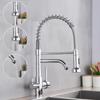 3 In 1 Water Filter Purifier Kitchen Sink Faucet Pull Down Sprayer 2 Handle Tap
