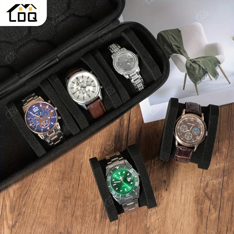 5-Slot Watch Travel Case - Durable Hard Shell Protective Storage Organizer with Soft Foam Pillow & Ergonomic Handle