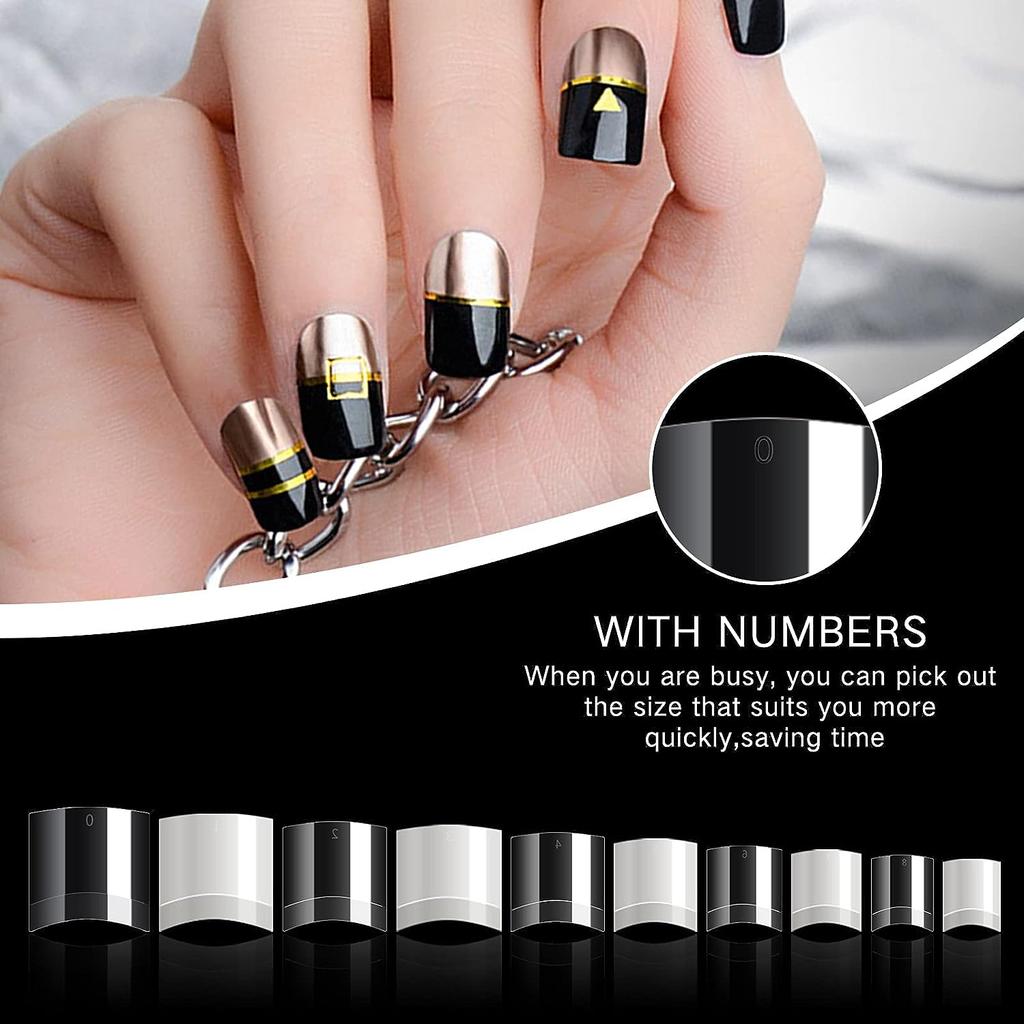 Короткие Типсы Акриловые Ногти Прозрачные Накладные Типсы Короткие Искусственные Типсы Для DIY Дизайна Ногтей Маникюр С Коробкой