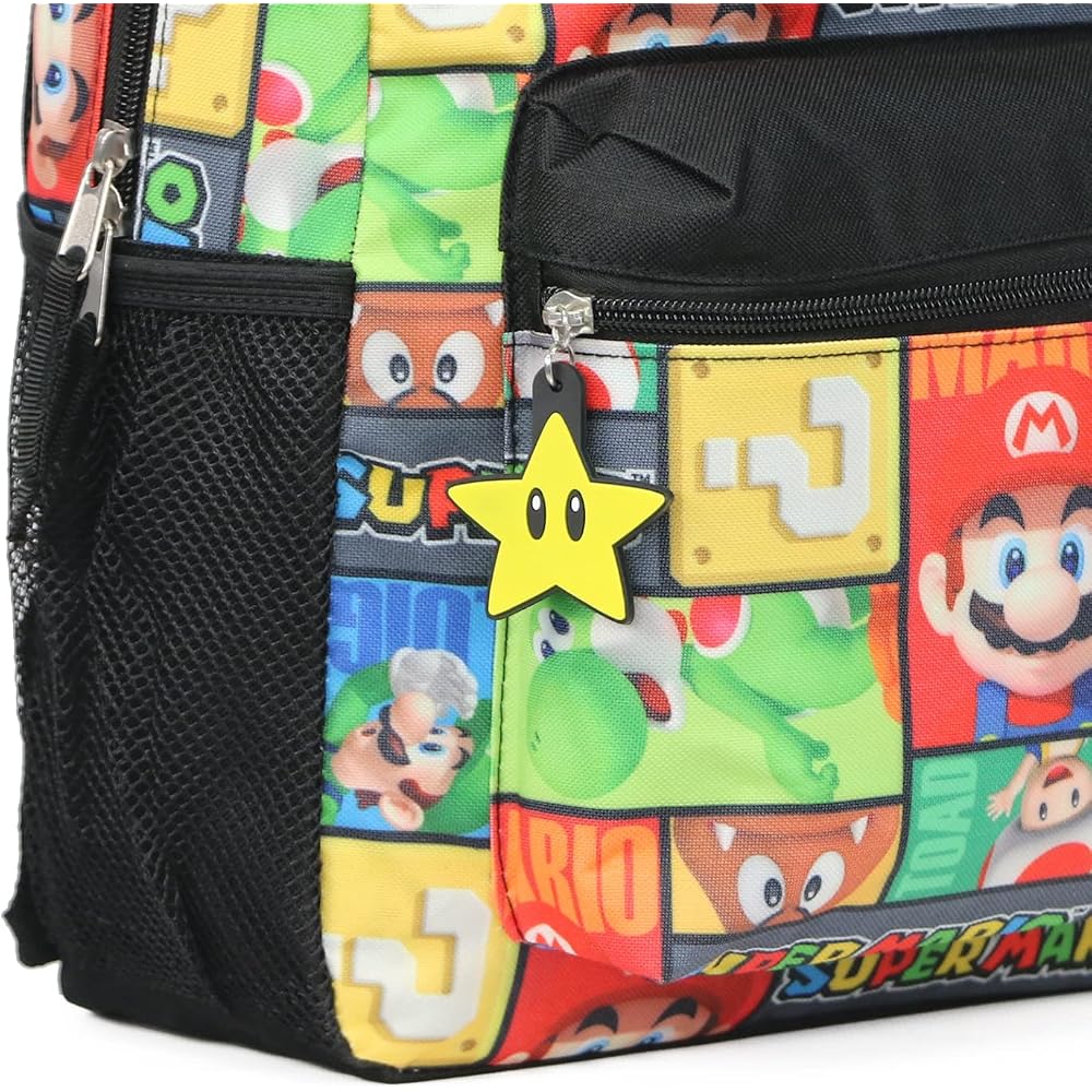 Школьный рюкзак Super Mario 16" с принтом персонажей, один размер