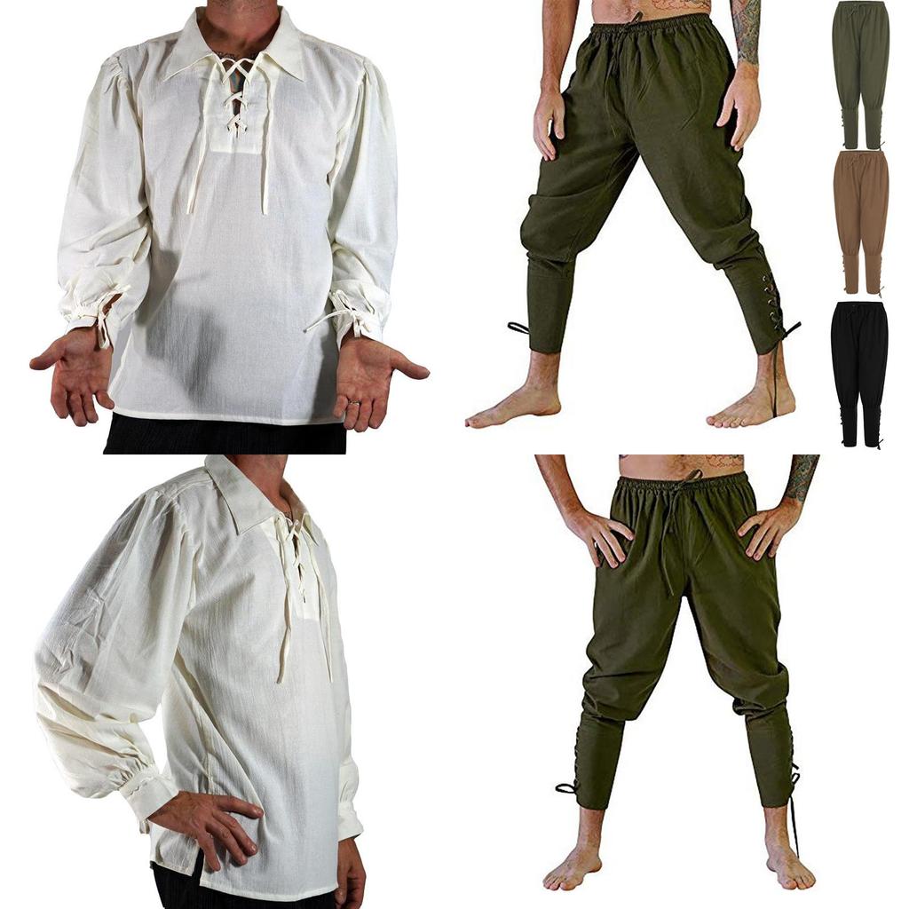 Хэллоуин Костюм Пирата Рыцаря Косплей Высококачественный Смесовый Хлопок И Лен Дышащий И Удобный Идеально Подходит Для Комик-кона И Вечеринок