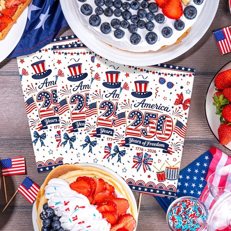 20/40Pcs 250th American Independence Napkins, Dinner Paper Dining Table Decor for Birthday Party United States Party Supplies