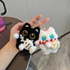 Милая пищащая плюшевая кукла кошка черная белая маленький кулон брелок мультяшная кукла игрушка кулон брелок украшение для сумки детский подарок