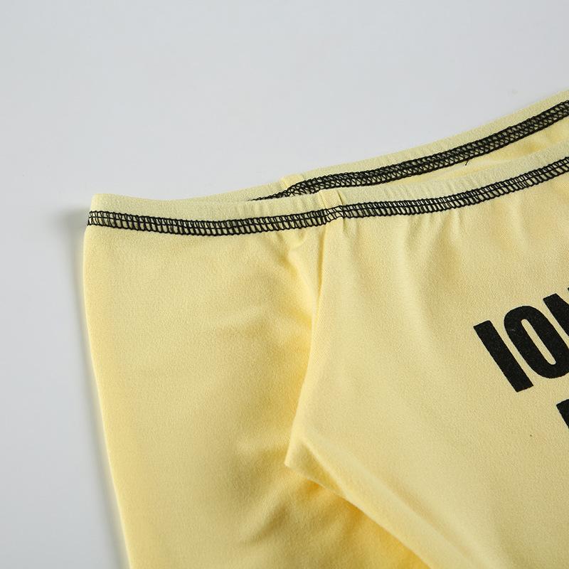 Европейский и американский осенне-зимний женский сексуальный топ-футболка с открытым плечом и принтом букв