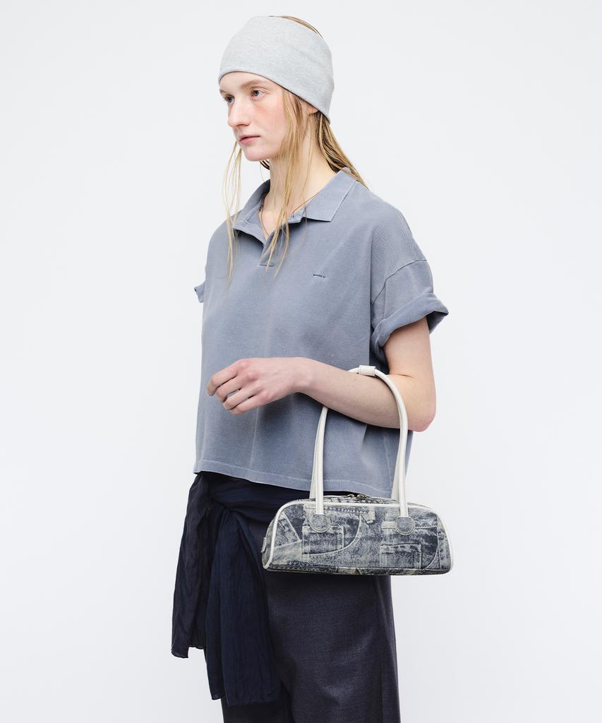 Margesherwood Soft Boston Ew Mini Piping_Light Gray Printed Suede+Crinkle