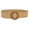 Винтажный поясной ремень с круглой деревянной гладкой пряжкой, широкий соломенный ремень с искусственной пряжкой