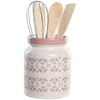 Kitchen Utensil Holder - DKD Home Decor - Standard - Metal and MDF Wood - Pink and White - 12x12x22 Cm