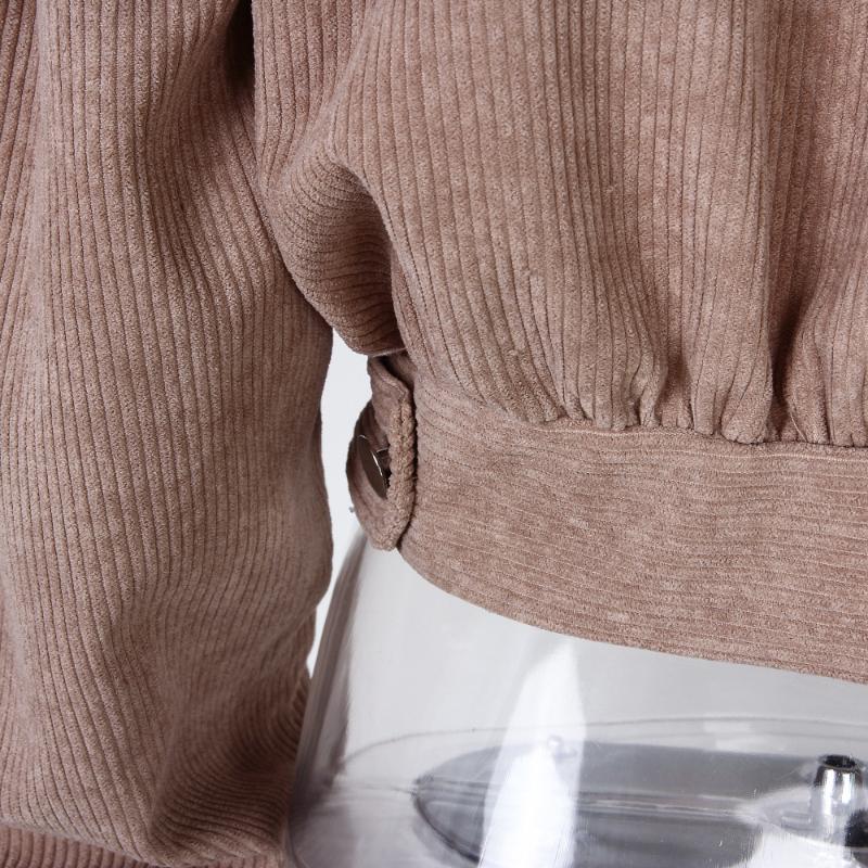 Женские винтажные повседневные однотонные осенне-зимние свободные куртки с длинными рукавами с лацканами и вельветовые короткие куртки с фонариками, модные пальто