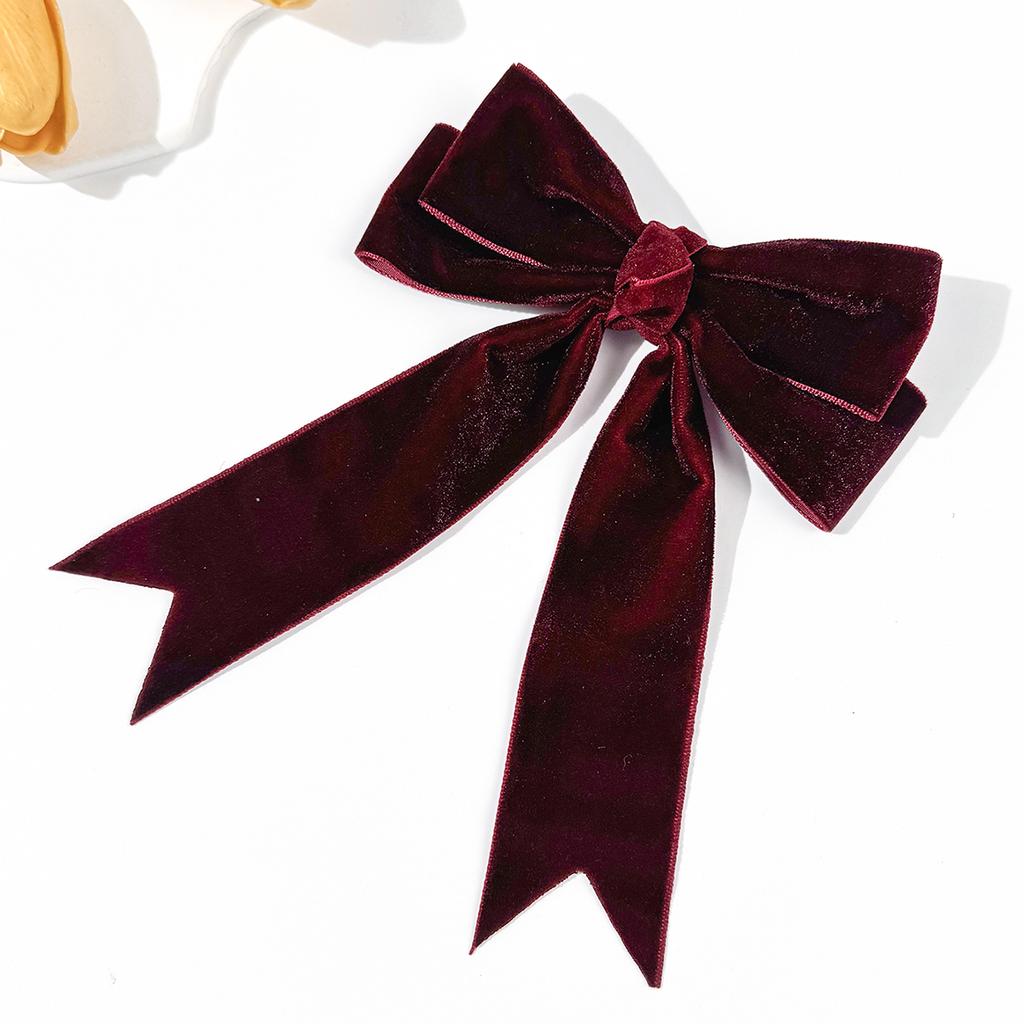 A new velvet bow ribbon hair clip from Japan and South Korea, a simple and elegant hair accessory for women in solid