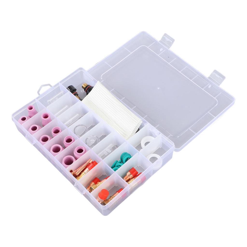 56Pcs TIG Welding Torch Accessories Kit Ceramic Nozzle Glass Cup Holder Equipment for WP17 18 26