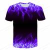 Summer Men's Flame 3D Printed T-shirt Men's Fashionable Short Sleeved Hip-hop Top