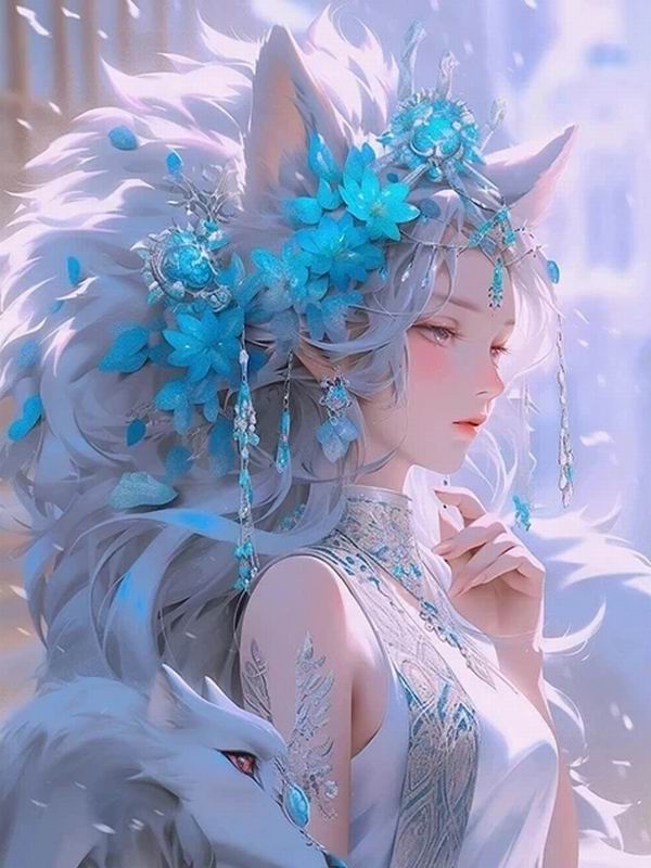 Diamond Painting New Collection Nine Tailed Fox Woman Diy Full Square Round Drill Rhinestone Embroidery Cartoon Elf Animals Mosaic Cross Stitch Kits