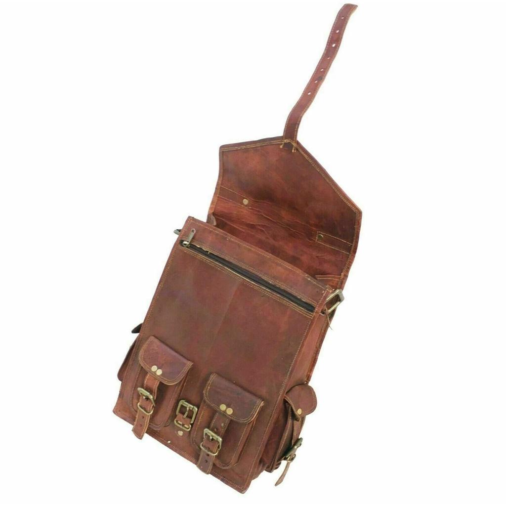 Leather Goat Backpack Bag Rucksack Vintage Genuine Travel Brown Laptop New Men's