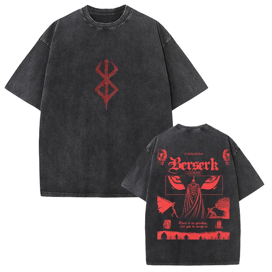 Японская Манга Берсерк Графическая Футболка Гриффит Стиранная Оверсайз Футболка Мужчины Женщины Одежда Летняя Хлопок