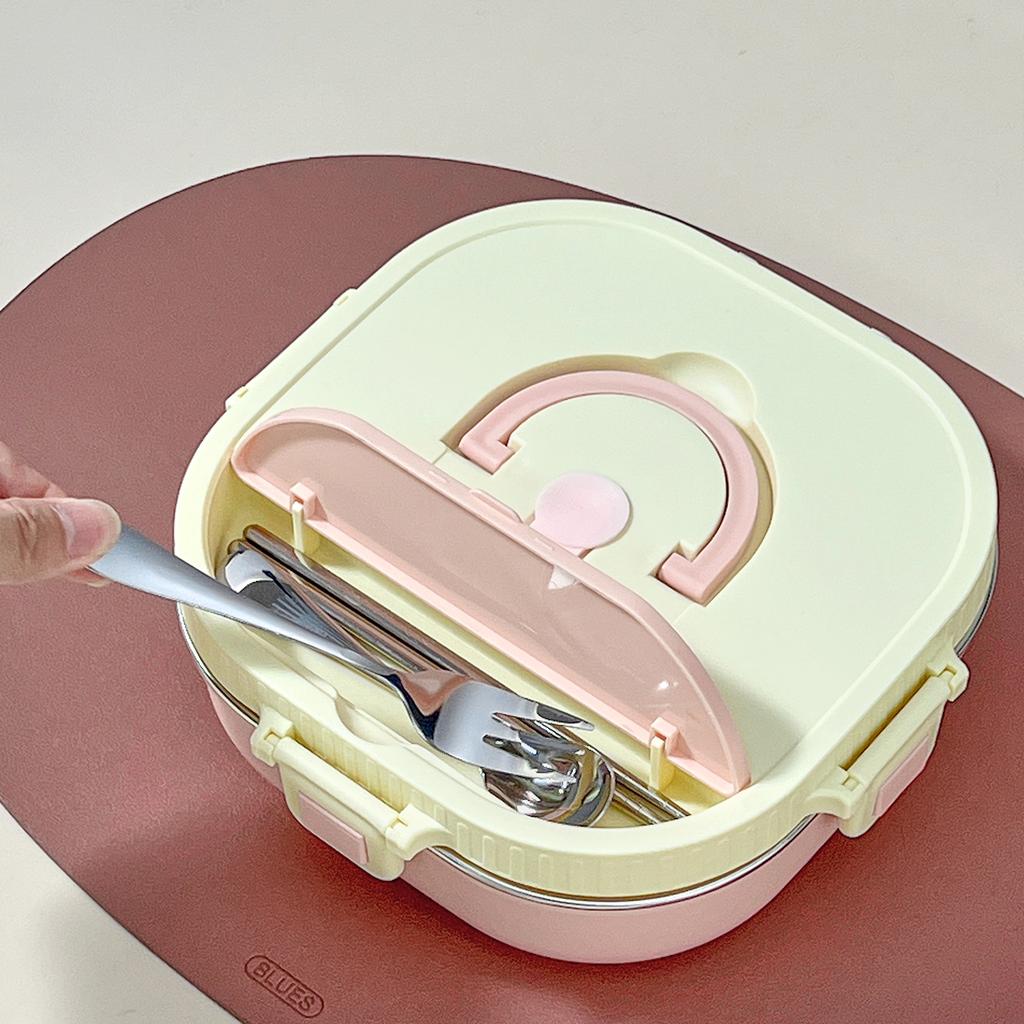 850/900Ml 304 Stainless Steel Divided Bento Box With Cutlery Large Capacity Leak Proof Lunch Box Student Kids Lunch Container