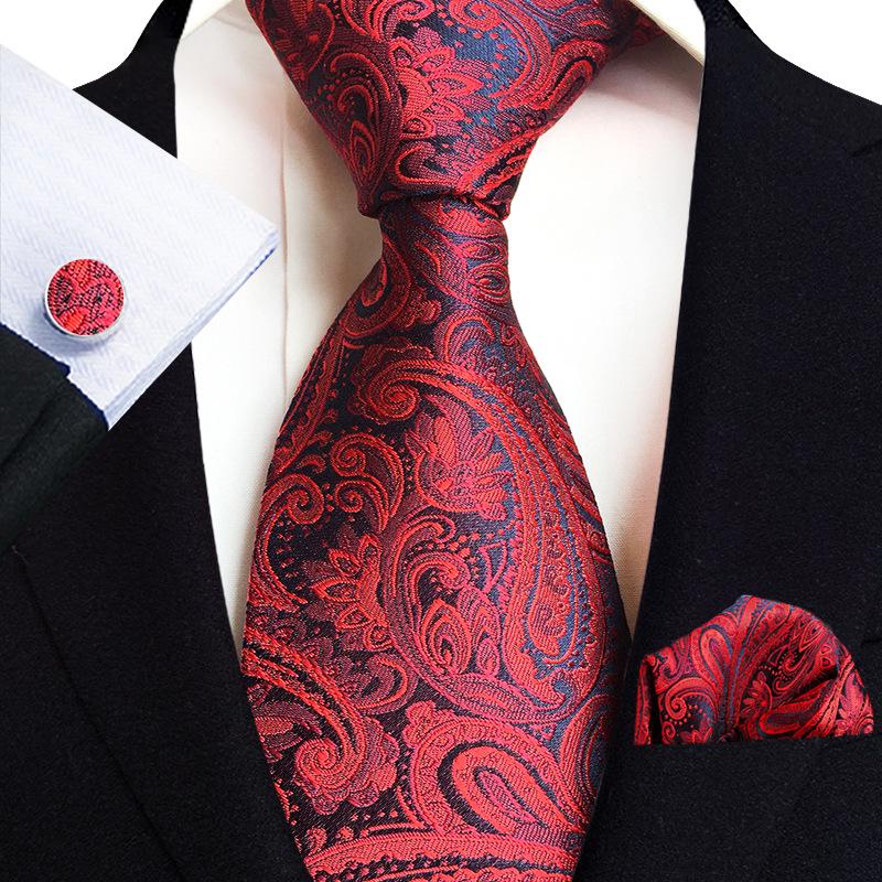 Paisley Waist Flower Men's Tie, Pocket Square, and Cufflinks Set - 2025 Edition