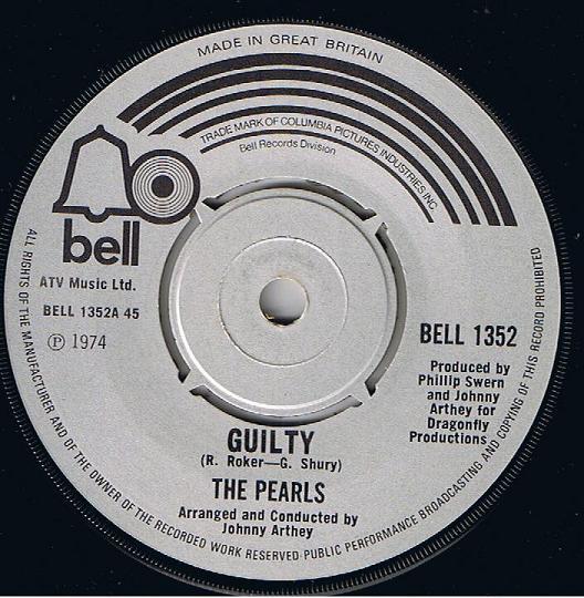 7-дюймовая пластинка PEARLS - Guilty BELL1352 Bell Records 1974 UK Soul/Funk Б/у
