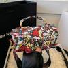 Animated Graffiti Bag for Women Wide Strap Small Shoulder Bag Square Crossbody Phone Bag Feminine Fashion New Designer