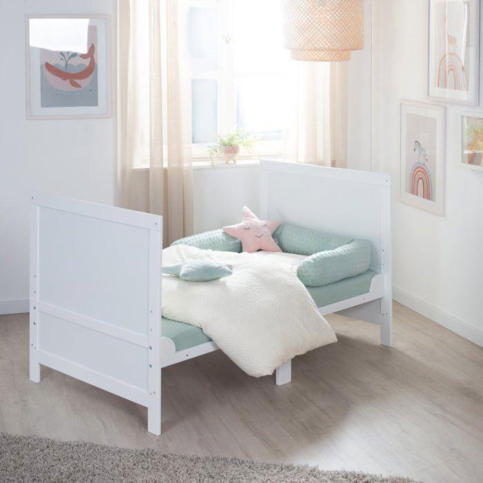 Lit bébé évolutif - 70 x 140 cm - EASY SLEEP - Blanc laqué