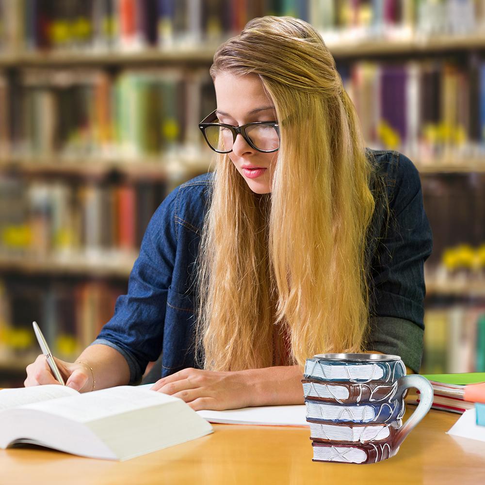 Безопасная кофейная кружка Большой объем Уникальная кружка с книжной стопкой Креативная кружка Чашка Дом Офис