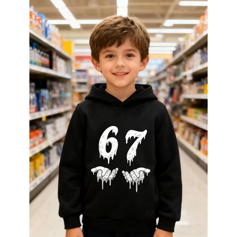 Spring Autumn 67 Six Seven Funny Meme Children's Hoodie Boys Girl Hooded Pullover Hiphop Streetwear Soft Casual Kids Sweatshirt Pullover Top
