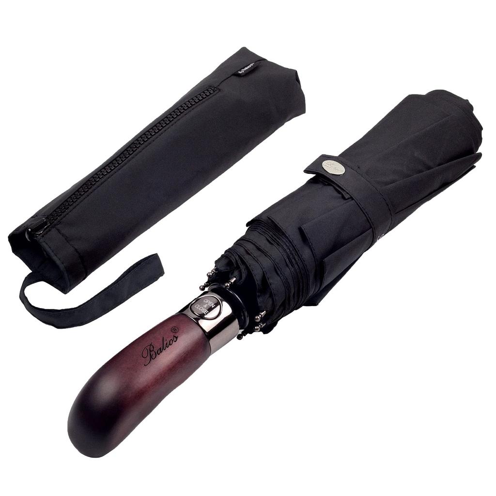 British Umbrella In GQ Beautiful Natural Wood Handle British Balios Double Canopy Folding Umbrella Umbrella Windproof 65cm 8 Ribs 395g Automatic For