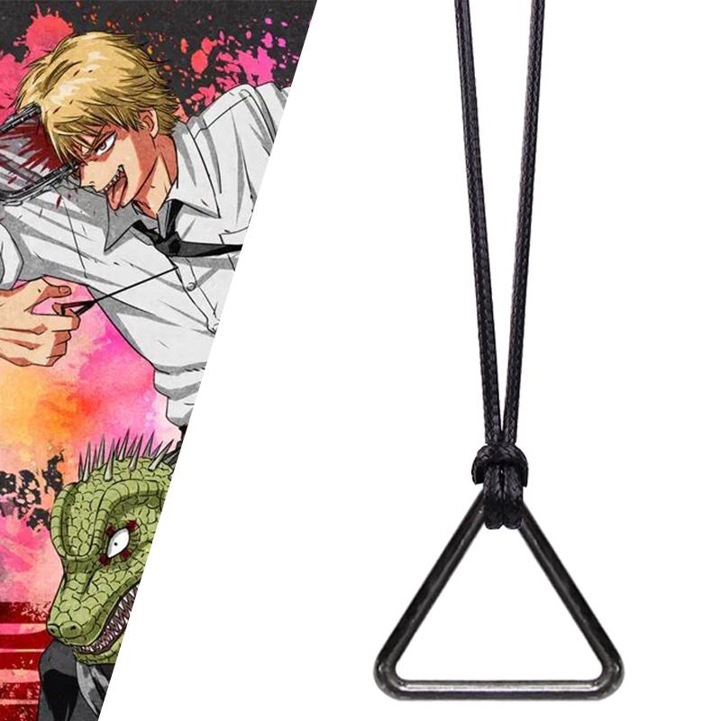 Anime Chainsaw Man Volkner Pochita Necklace Cosplay Leather Chain Triangular Pull Ring Pendant Choker Jewelry Accessories Gift
