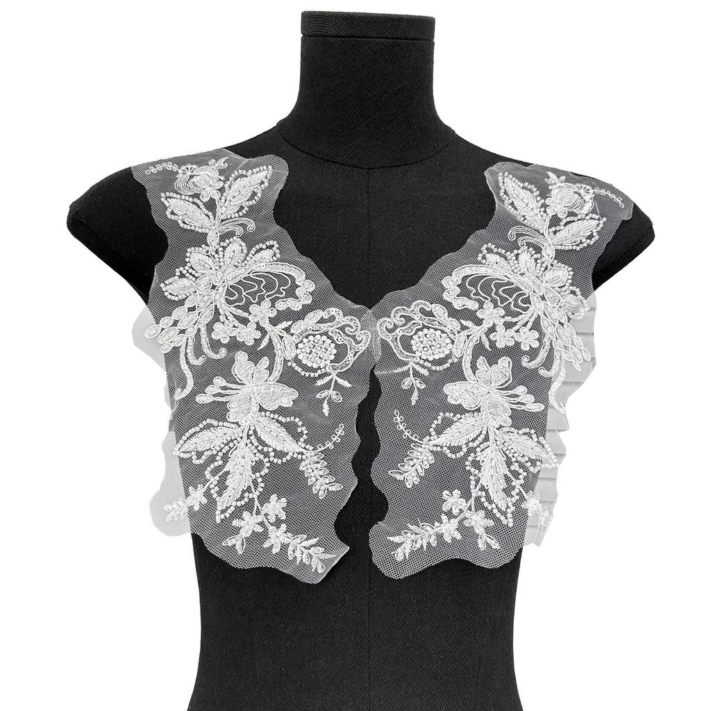 Black And White Three-Dimensional Bead Sequin Embroidery Applique Cloth Sticker Wedding Dress Dance Dress Decorative Accessories Diy Accessories