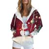 Женская рождественская печатная толстовка осень-зима с длинным рукавом кардиган куртка с карманами на молнии толстовка с капюшоном верхняя одежда