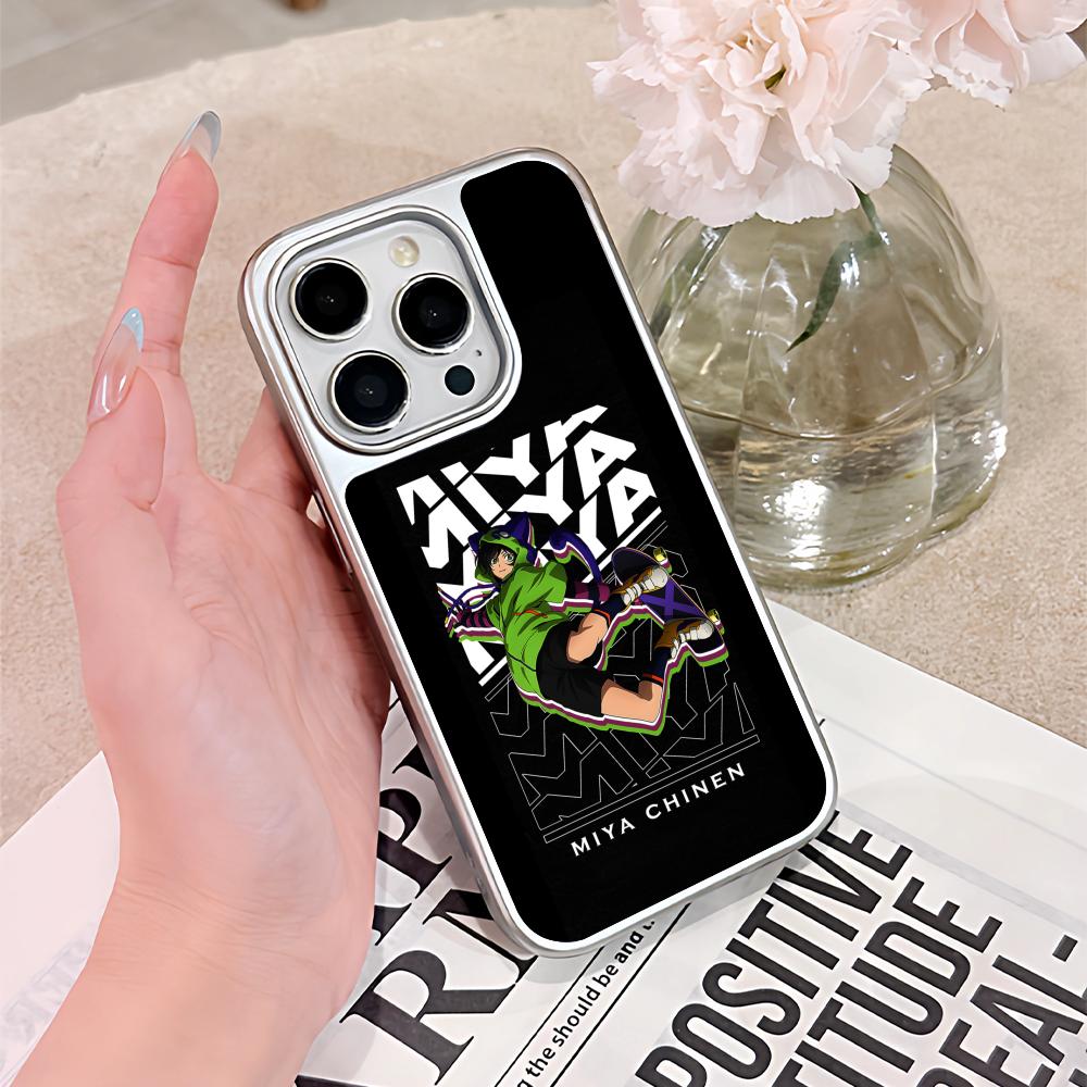 Чехол для телефона SK8 Infinity Мия Чинен для iPhone 17 16 15 14 13 12 11 Air Pro Max Plus Электроокрашенная серебристая крышка
