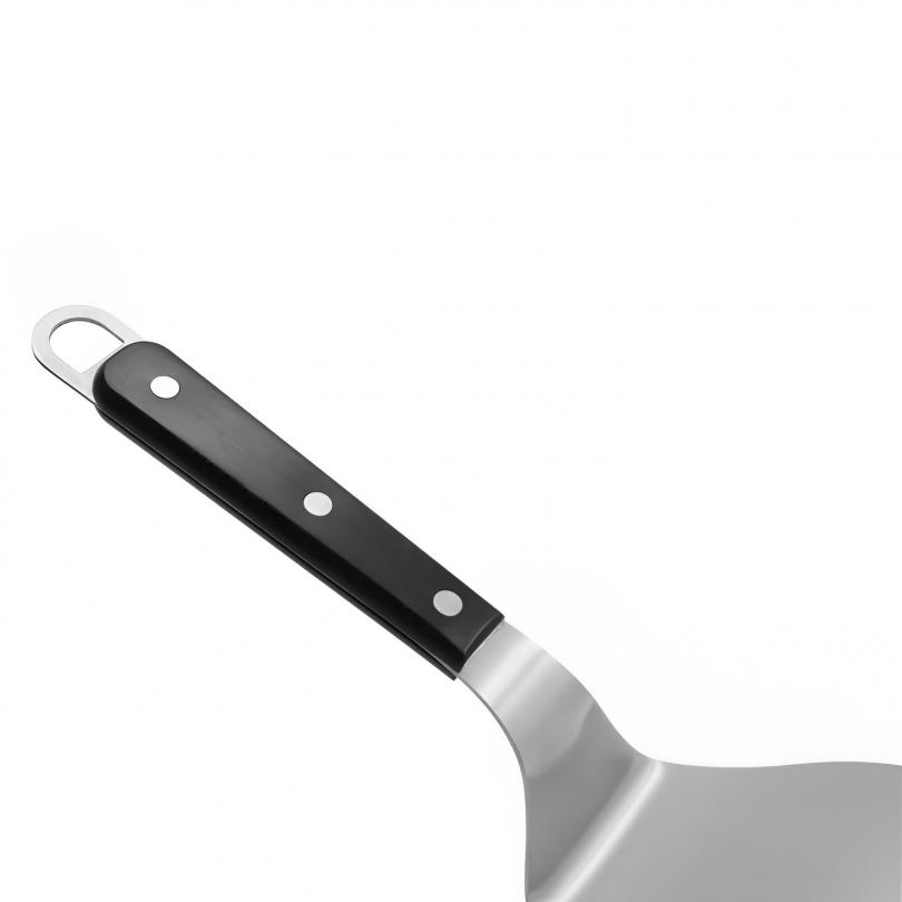 Лопатки для пиццы из нержавеющей стали, деревянная ручка, круглая лопатка, лопатка для выпечки тортов, инструмент для выпечки, кухонные аксессуары, серебристый + черный цвет