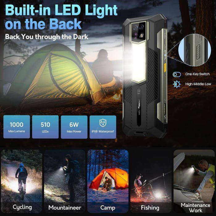 Smartphone Robuste 5G Ulefone Armor 29 Pro Imagerie Thermique 32+512Go 6.67" 21200mAh Telephone Android 15 Dual SIM/NFC/1000LM Noir