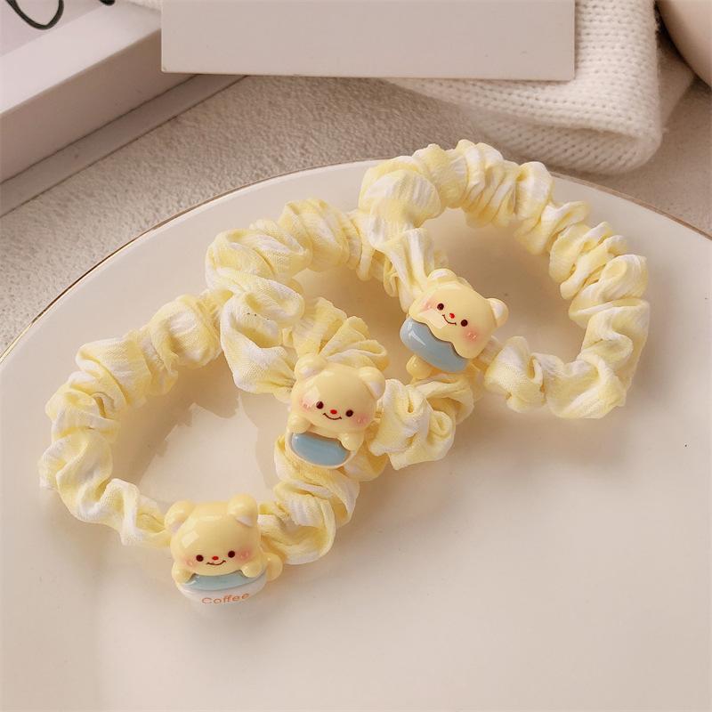 3 шт. Кремовый мишка резинка для волос в виде толстой кишки аксессуар для волос девочка сердечко милая веревка для волос студент высокая эластичность резинка для хвостика