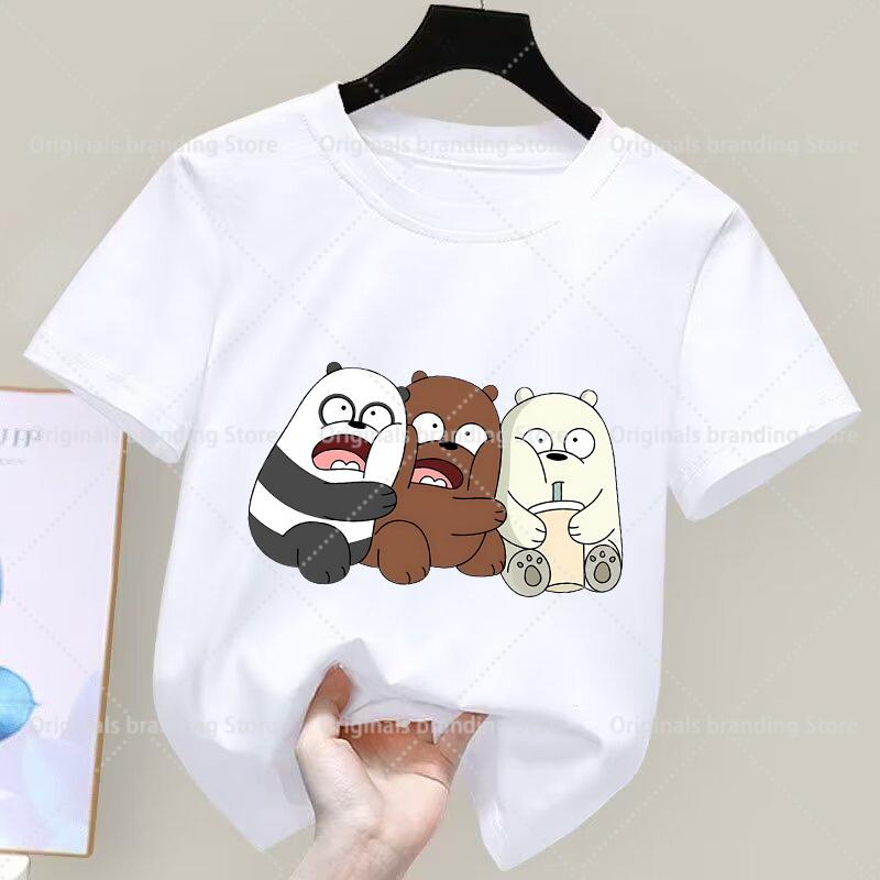 We Bare Bears Children Summer White T-Shirt Cartoon Tops Kid Boy Girl Kawaii Bears Tee Shirts Casual Clothes Birthday Gift 2026