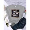 Уличные женские футболки Жена Мама Босс Надпись Леопардовые принты Футболки Мягкие Дышащие С круглым вырезом Короткий рукав Летняя Повседневная Женская одежда