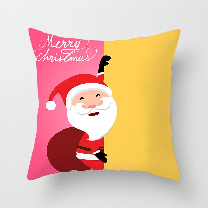 Cartoon Santa Claus Pillowcase Sofa Kids Room Decoration Merry Christmas Cushion Cover