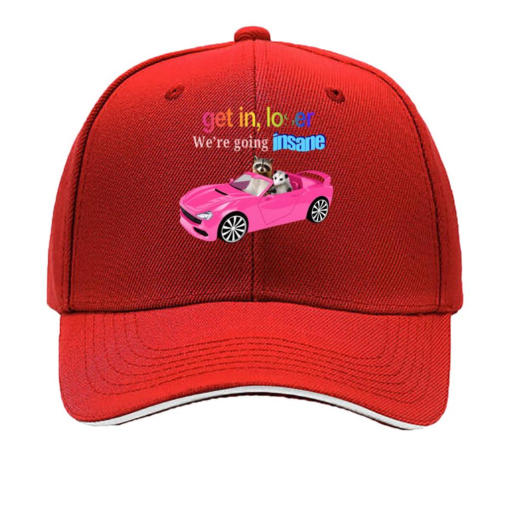 Get In Loser We Re Going Insane Raccoon Possum Sandwich Baseball Cap Sun Cap Outdoor Workouts Hat