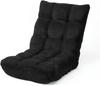 Seat Chair Compact Folding Reclining 42 Levels Low Resilience Urethane Fluffy Cushion Microfiber Black E-Supply EEZ-SNC041BK