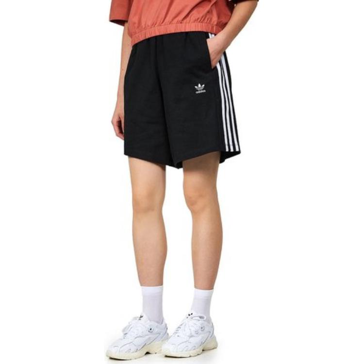 adidas Прямые повседневные шорты с полосатым принтом Originals, женские брюки, черные HM2137