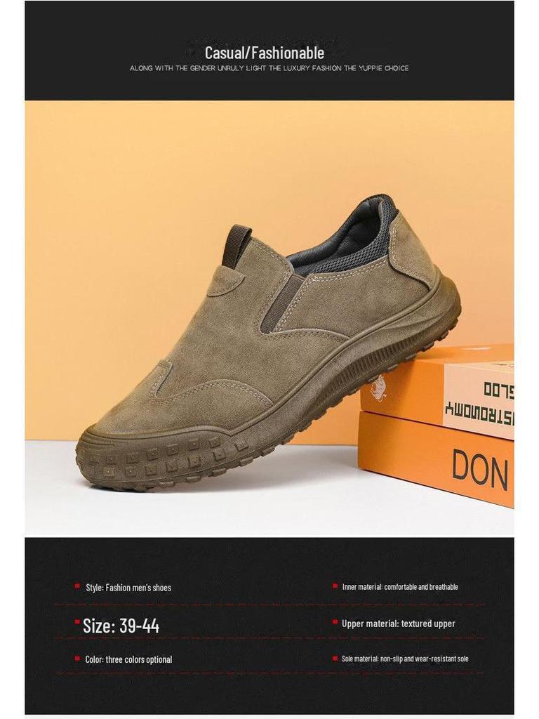 Мужские водонепроницаемые рабочие туфли в стиле ретро без застежек — нескользящие, износостойкие, с низким верхом для осени и зимы