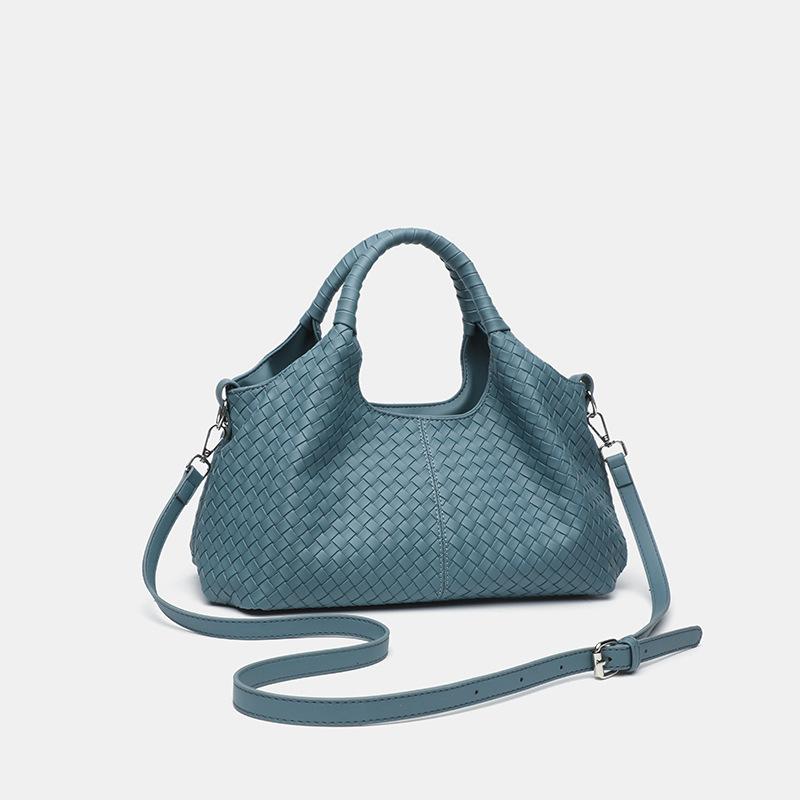 Large capacity retro leather woven big bag women's 2025 high sense shoulder crossbody women's bag casual middle-aged mother bag